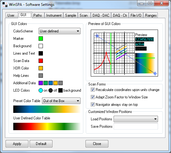 screenshot of setup>GUI tab